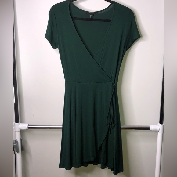 Forever 21 Dresses & Skirts - Forever 21 Dark Green Wrap-Style Large Mini Dress